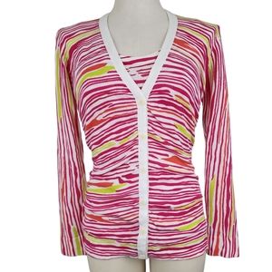LAFAYETTE 148 NEW YORK Sweater Women S Zebra Cardigan Button Front Knit